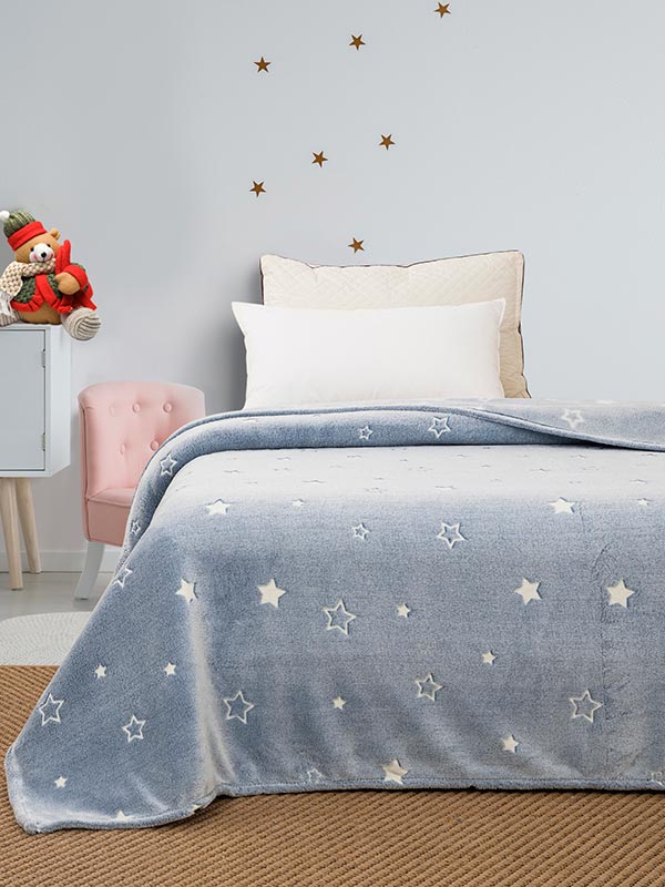 Κουβέρτα φωσφοριζέ μονή Stars Blue Μονή (160x220) από την εταιρεία Sunshine Home
