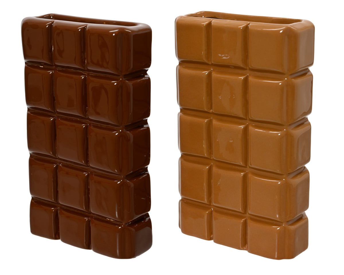 Διακοσμητικό Βάζο Κεραμικό Σοκολάτα Gingerbread 2 Χρώματα – Τυχαία Επιλογή 10 x 4 x 16 cm