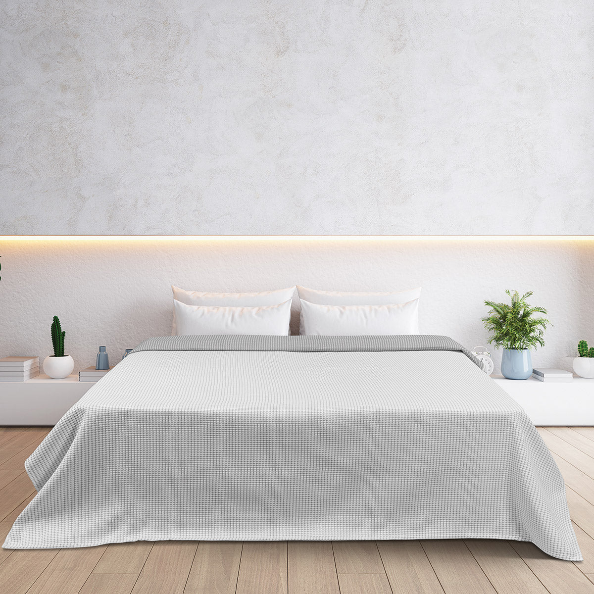 Κουβέρτα King Size διπλής όψεως Cross matelasse Art 11173 260x270 Γκρι Default Title από την εταιρεία Beauty Home