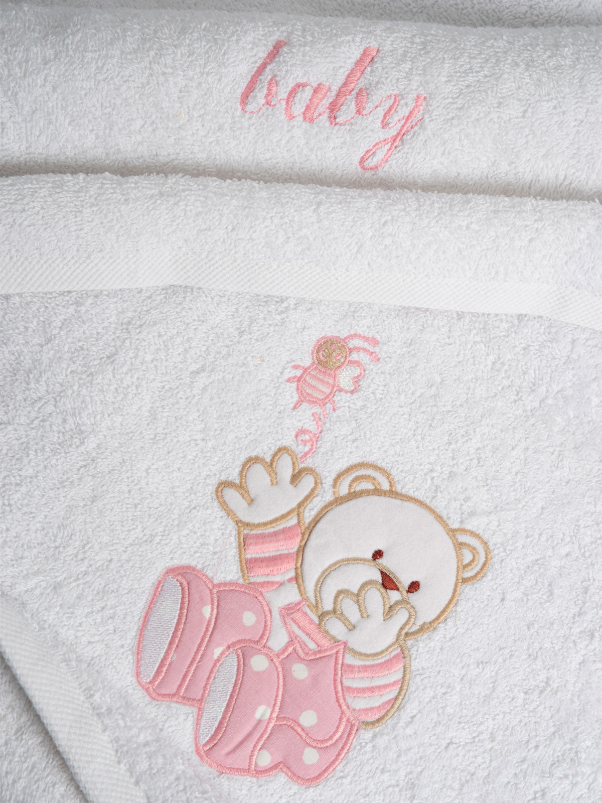 Σετ πετσέτες κεντητές Bear 04 White/Pink από την εταιρεία Sunshine Home
