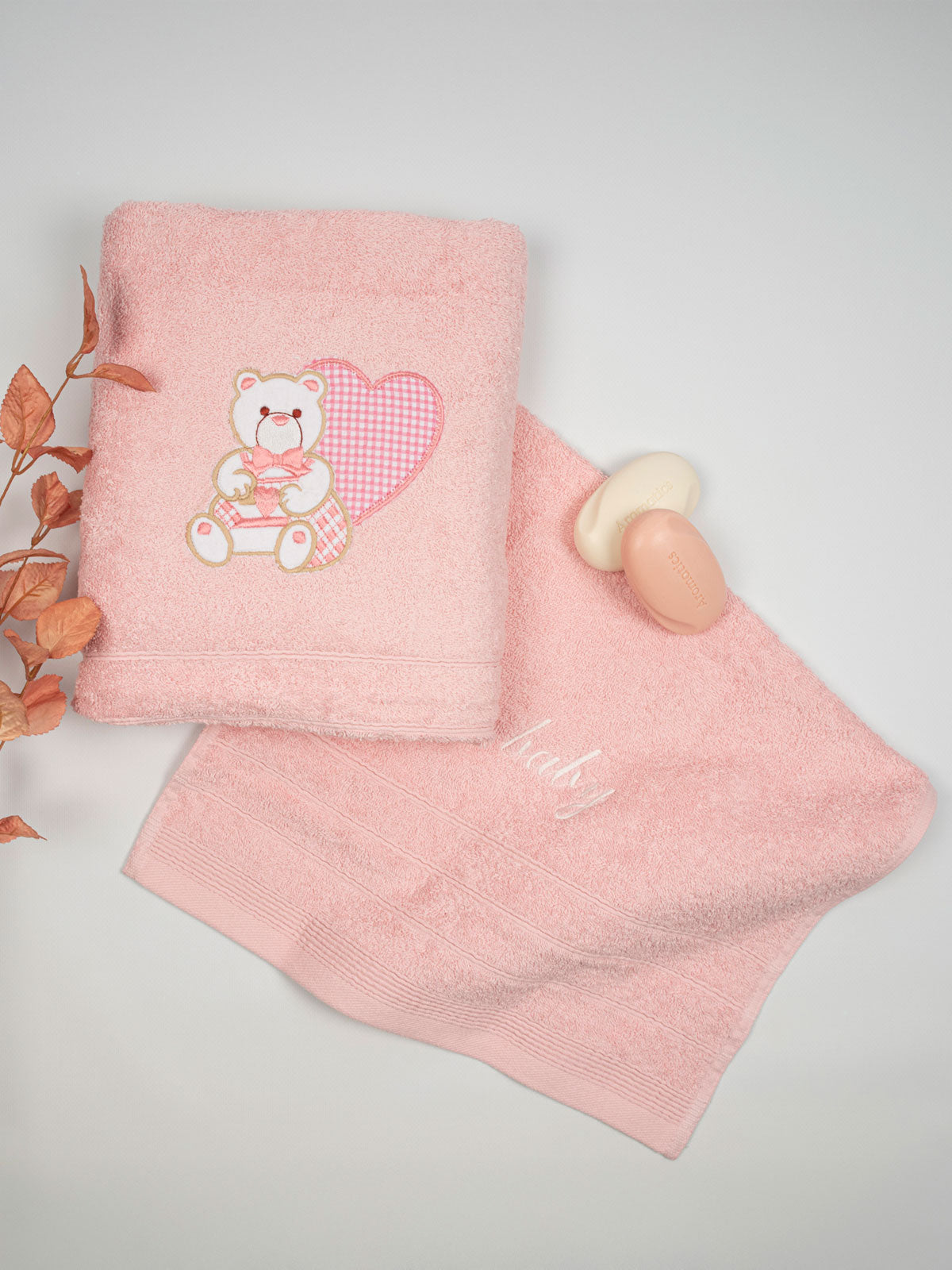 Σετ πετσέτες κεντητές Heart 10 Pink/Pink από την εταιρεία Sunshine Home