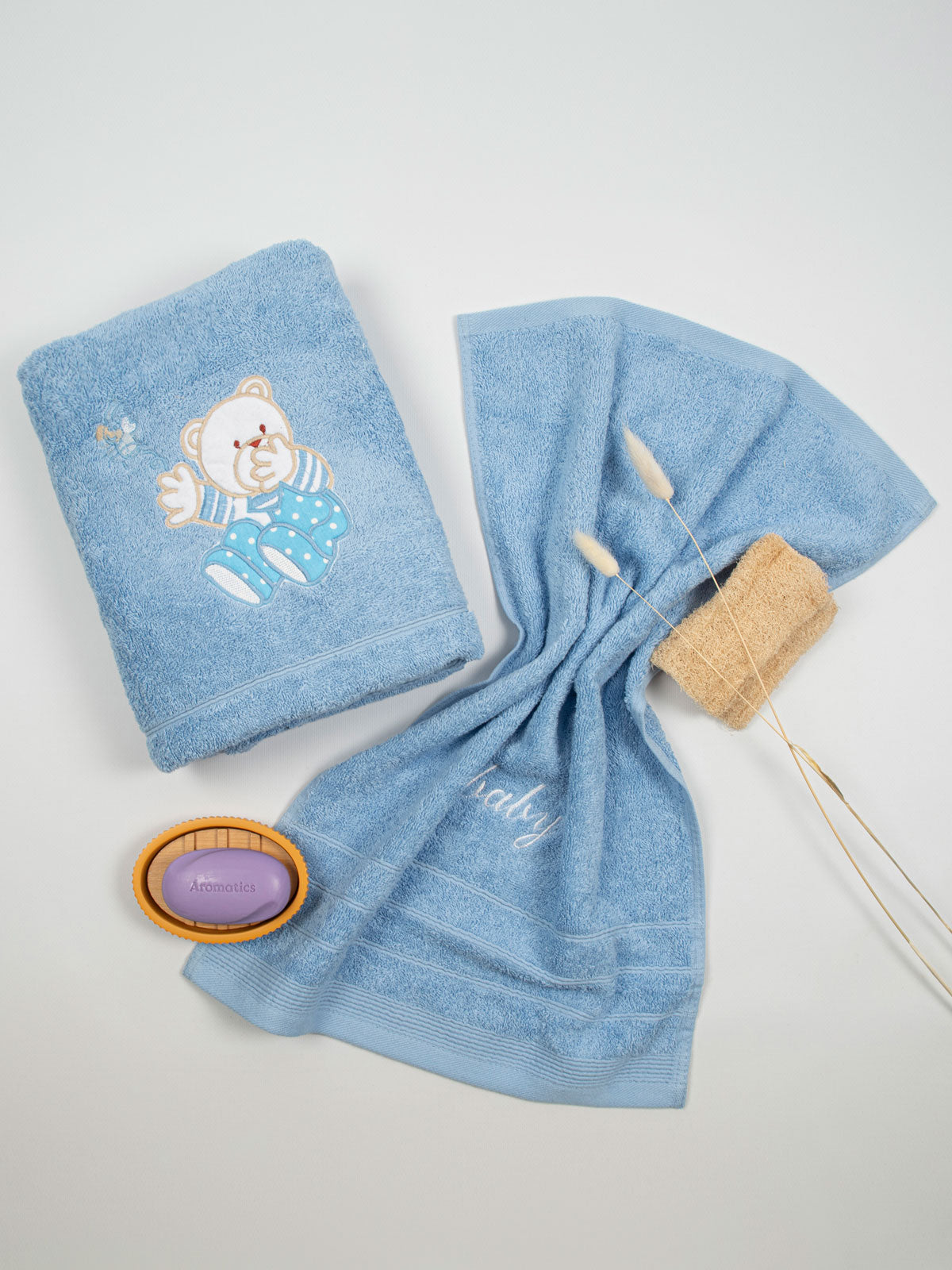 Σετ πετσέτες κεντητές Bear 04 Blue/Blue από την εταιρεία Sunshine Home