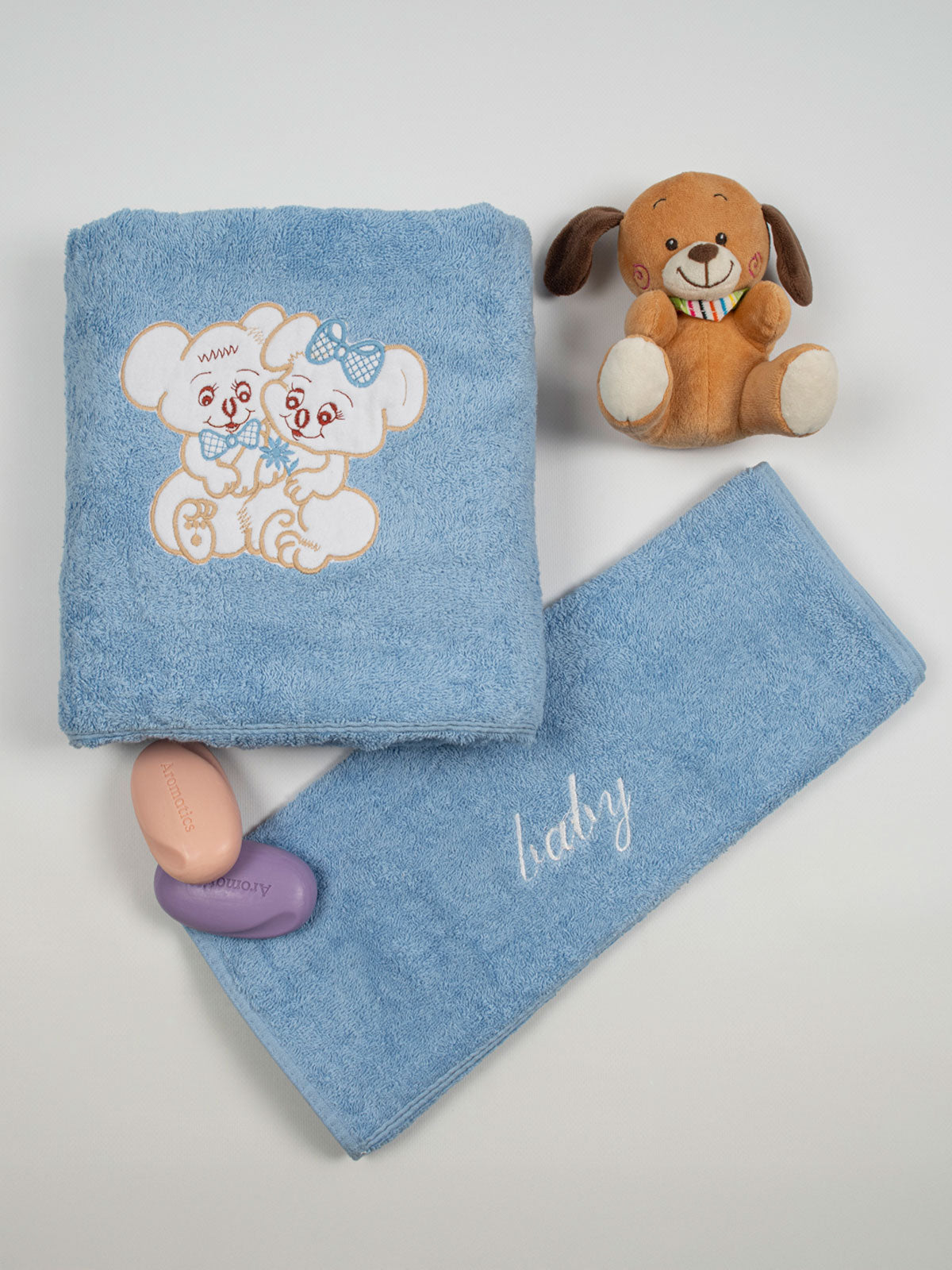 Σετ πετσέτες κεντητές Couple 06 Blue/Blue από την εταιρεία Sunshine Home