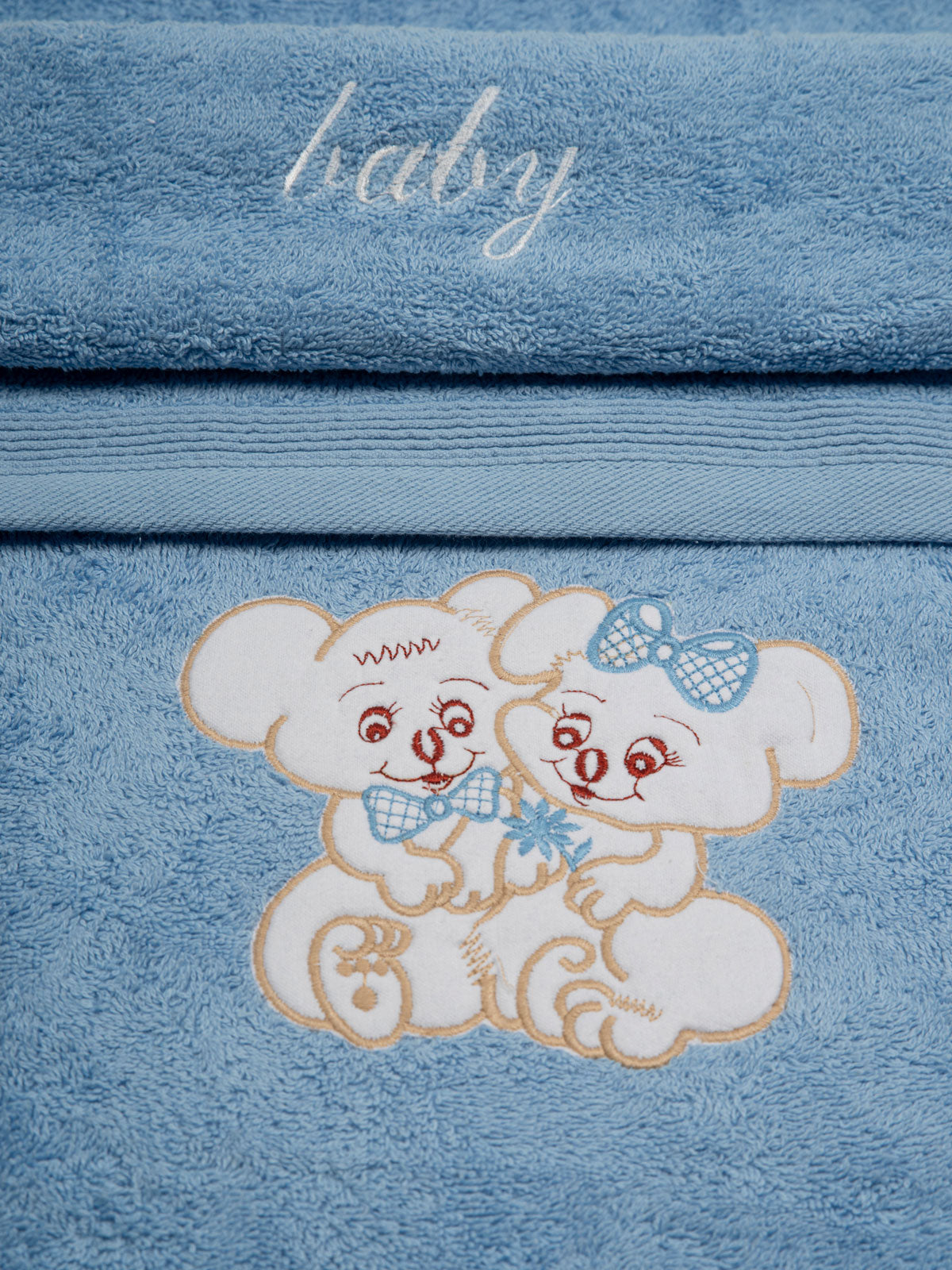 Σετ πετσέτες κεντητές Couple 06 Blue/Blue από την εταιρεία Sunshine Home