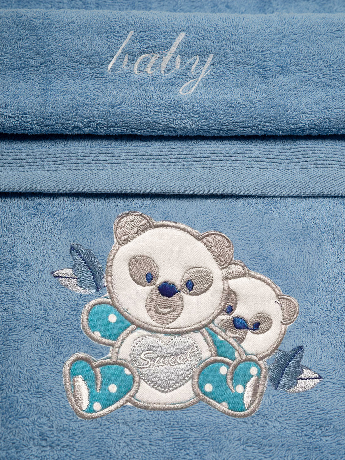 Σετ πετσέτες κεντητές Panda 02 Blue/Blue από την εταιρεία Sunshine Home
