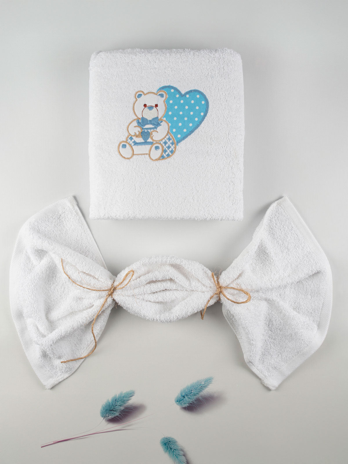 Σετ πετσέτες κεντητές Heart 01 White