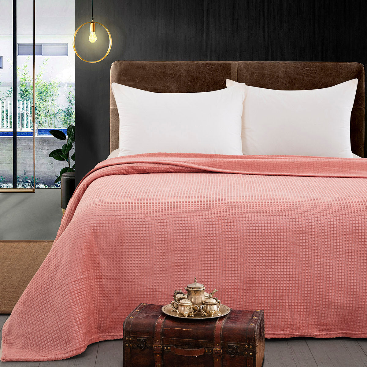 Κουβέρτα μονόχρωμη υπέρδιπλη Fleece Art 11551 220x240 Ροδακινί από την εταιρεία Beauty Home