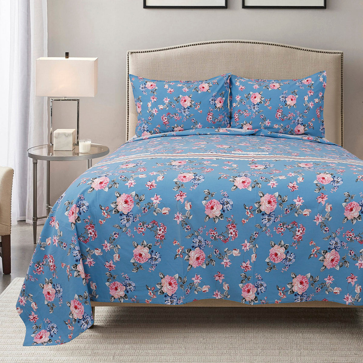 Σετ σεντόνια Cotton Brushed υπέρδιπλα Sheraton Art 12003 230x260 Εμπριμέ από την εταιρεία Beauty Home