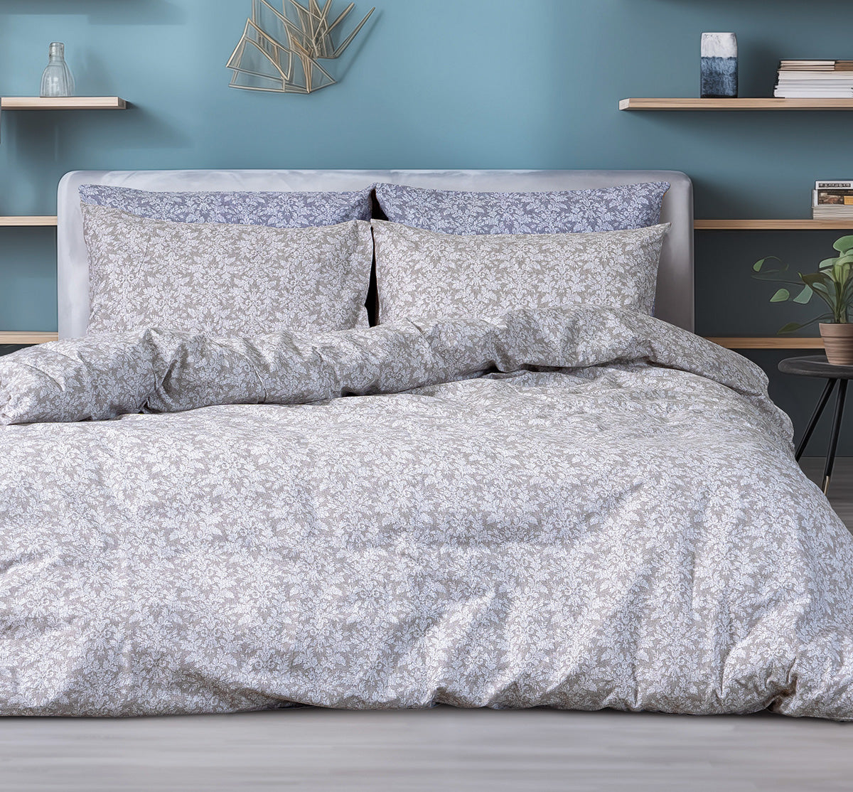 Σετ σεντόνια φανελένια King Size με λάστιχο Malbec Art 12630 185x200+32 Μπεζ από την εταιρεία Beauty Home