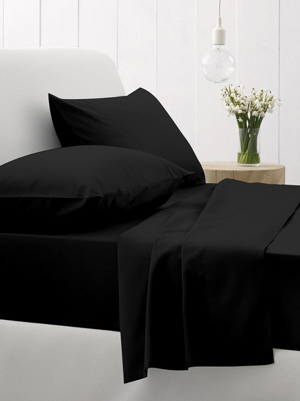 Σετ Σεντόνια Cotton Feelings 111 Black Διπλό με λάστιχο (150x205+30) από την εταιρεία Sunshine Home