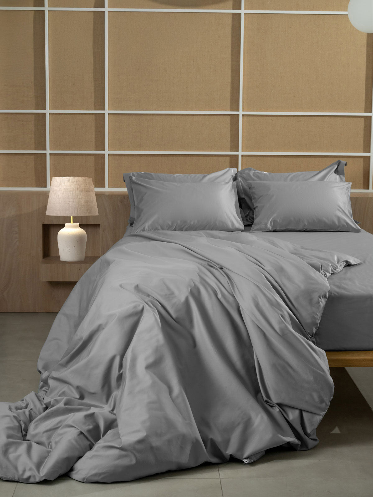 Σετ Σεντόνια Βαμβακοσατέν Omnia μονόχρωμα Grey King Size (280x300) από την εταιρεία Sunshine Home