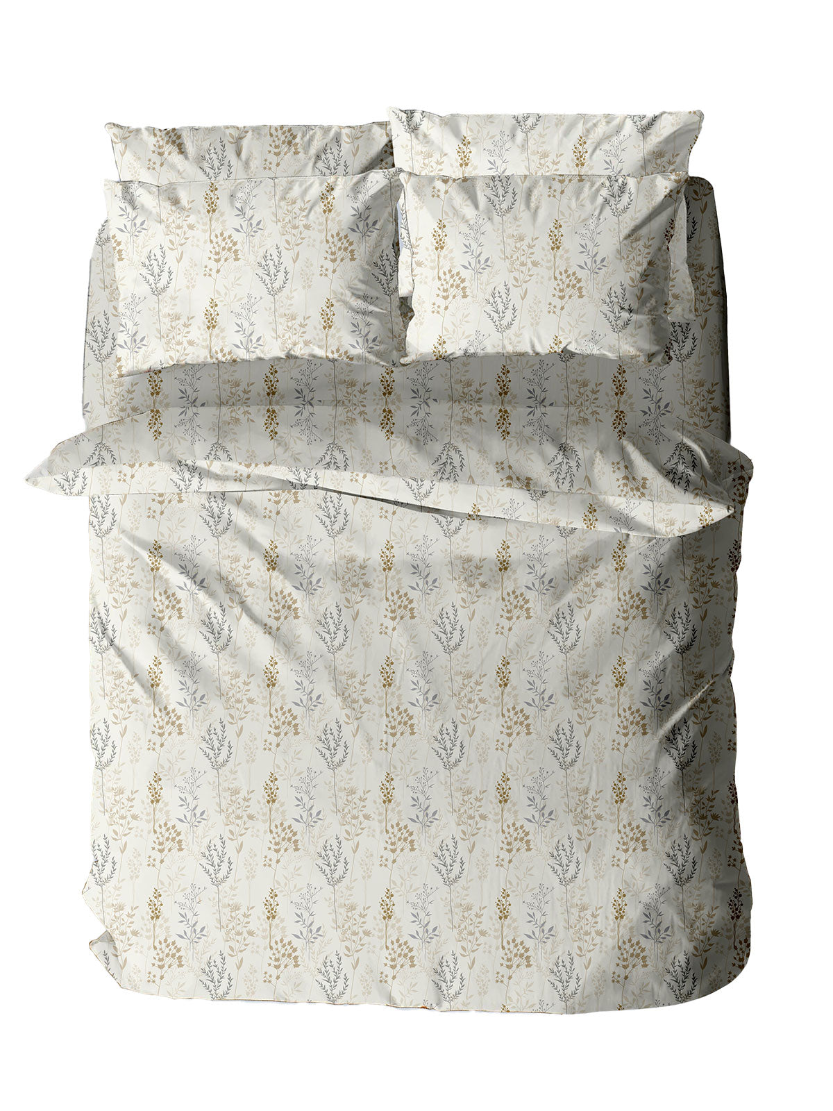 Σετ Σεντόνια Menta Εμπριμέ 400 Beige Διπλό με λάστιχο (150x200+30) από την εταιρεία Sunshine Home