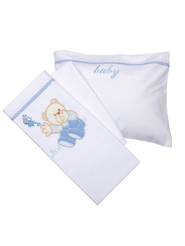 Σεντόνια κεντητά κούνιας Bear 04 Blue Κούνιας από την εταιρεία Sunshine Home