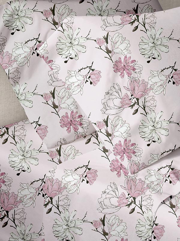Σετ Σεντόνια Menta Εμπριμέ 070 Pink Μονο (160x250) από την εταιρεία Sunshine Home