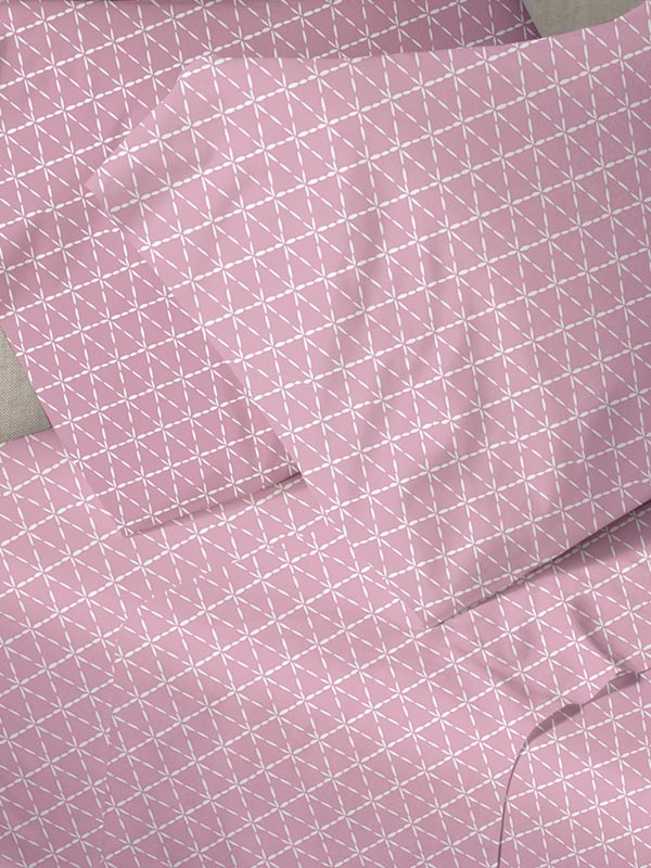 Σετ Σεντόνια Menta Εμπριμέ 940 Pink Διπλό (200x250) από την εταιρεία Sunshine Home