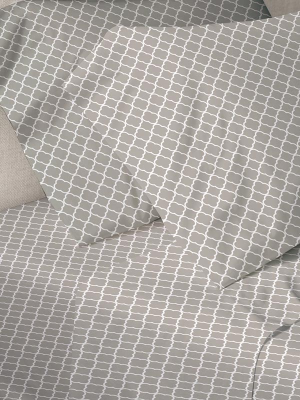 Σετ Σεντόνια Menta Εμπριμέ 530 Grey Υπέρδιπλο (235x250) από την εταιρεία Sunshine Home