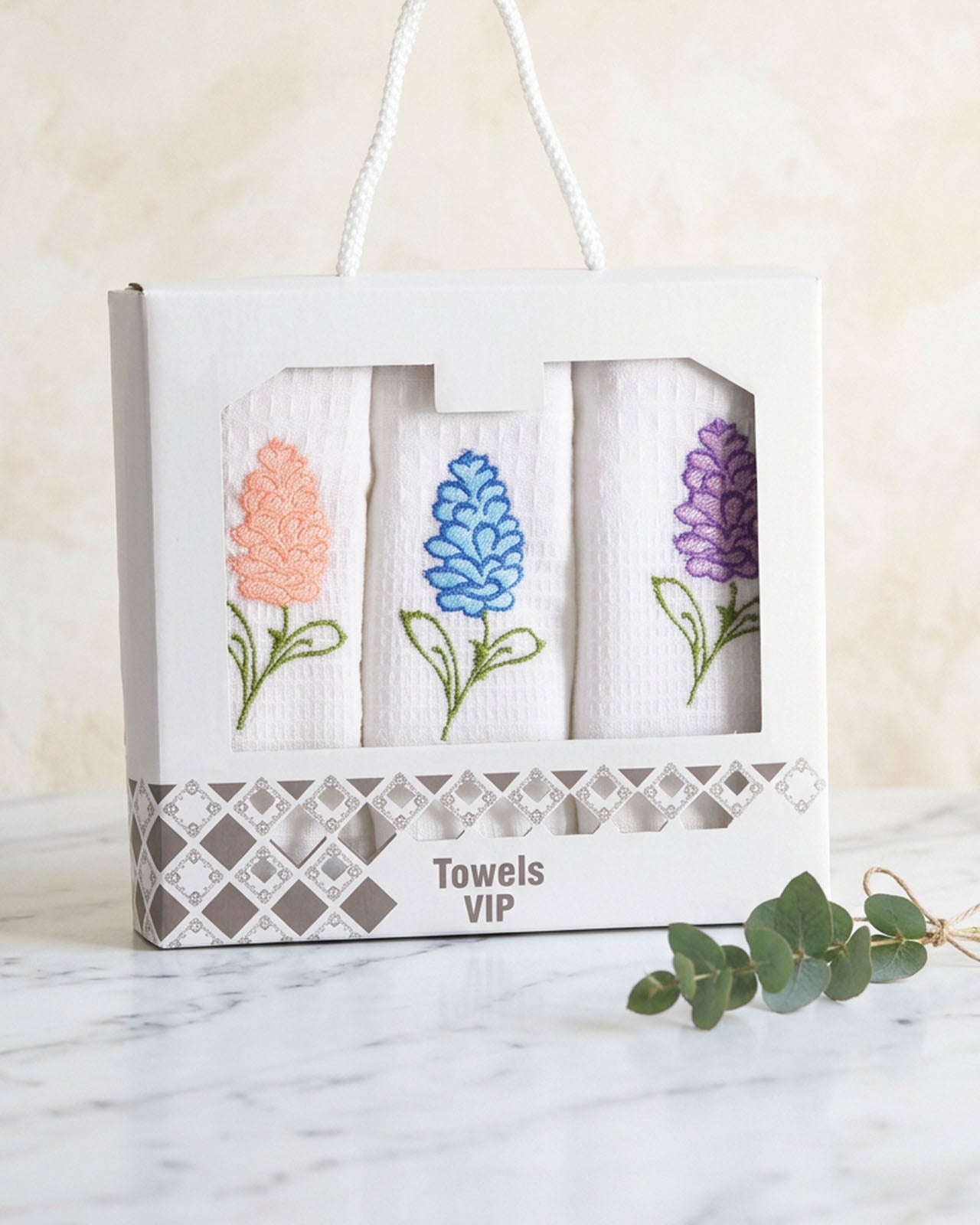 FLOWERS - ΣΕΤ ΠΕΤΣΕΤΕΣ ΚΟΥΖΙΝΑΣ 100% ΒΑΜΒ. 3ΤΕΜ