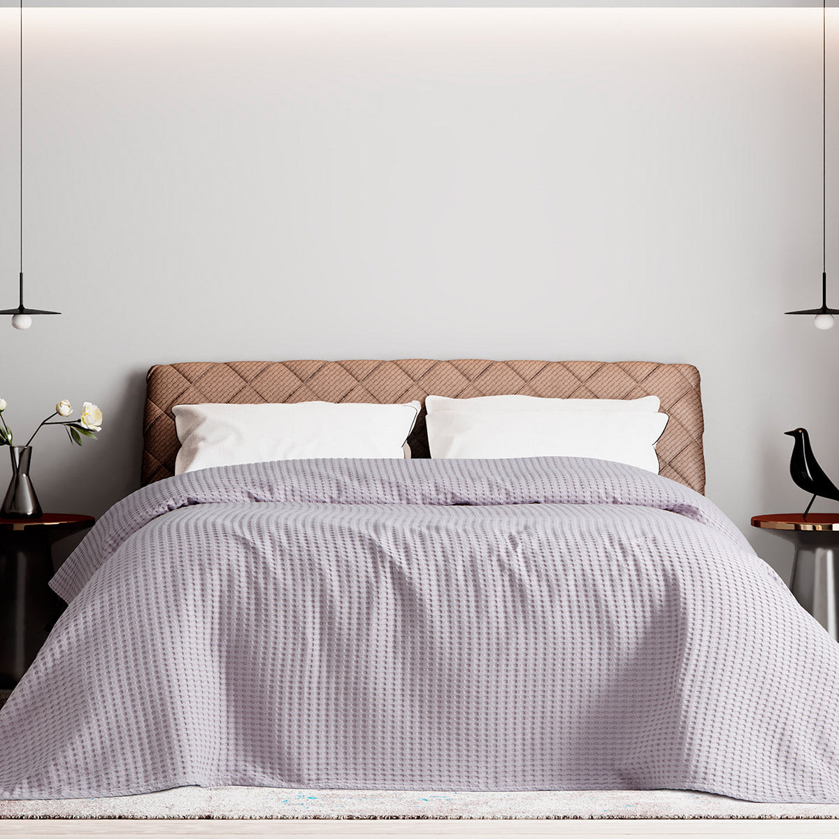 Πικέ υπέρδιπλη waffle Art 1990 Lilac 230x240 Λιλά από την εταιρεία Beauty Home