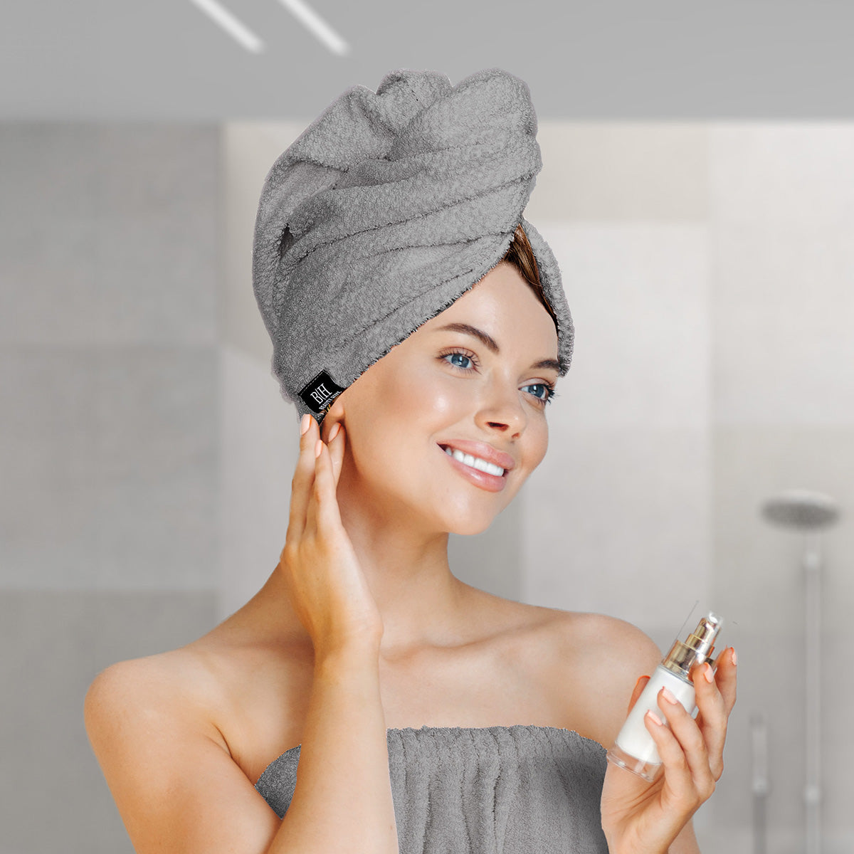 Πετσέτα μαλλιών Turban Art 3406 Γκρι από την εταιρεία Beauty Home