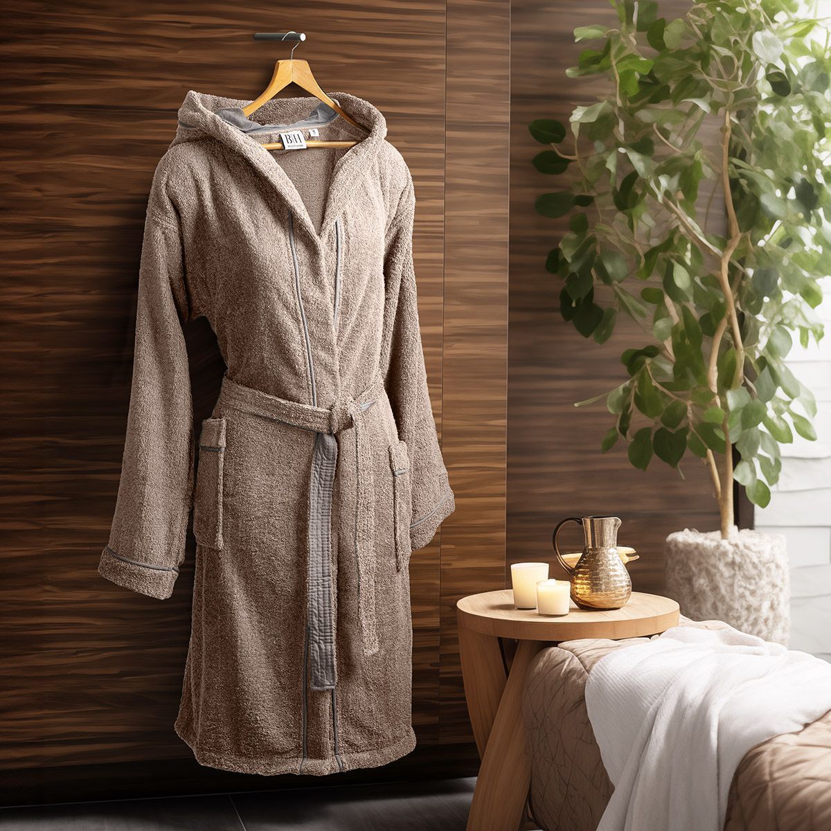 Μπουρνούζι με κουκούλα Art 3422 Μπεζ από την εταιρεία Beauty Home