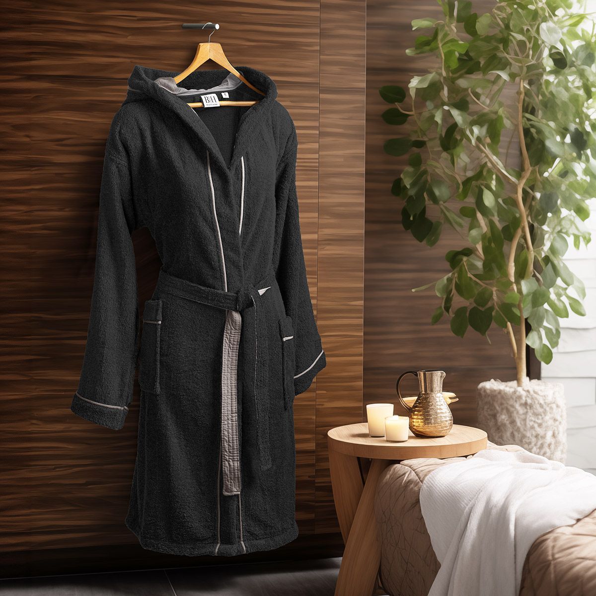 Μπουρνούζι με κουκούλα Art 3424 Μαύρο από την εταιρεία Beauty Home