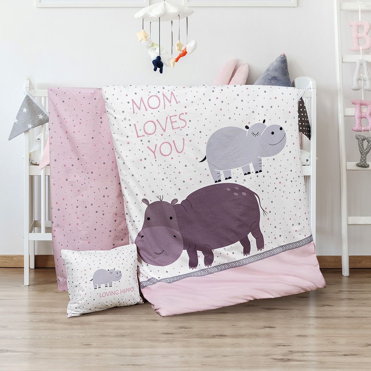 Σετ σεντόνια βρεφικά Hippo Art 5187