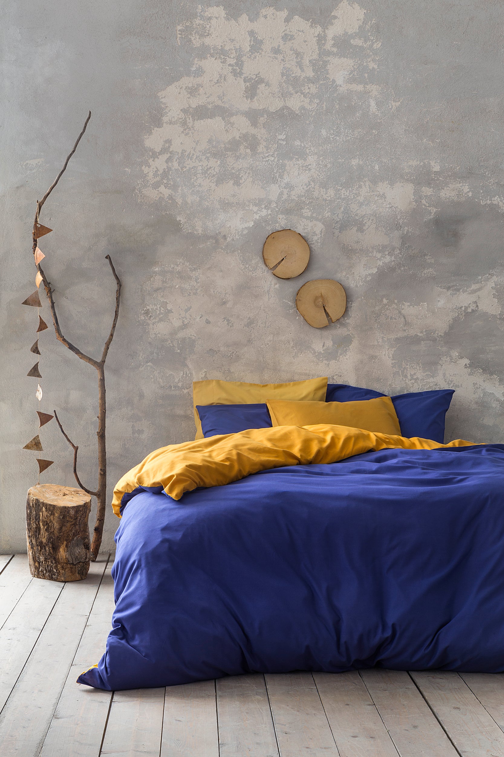Σετ Παπλωματοθήκη Abalone Blue Mustard Beige Υπέρδιπλο από την εταιρεία NIMA Home