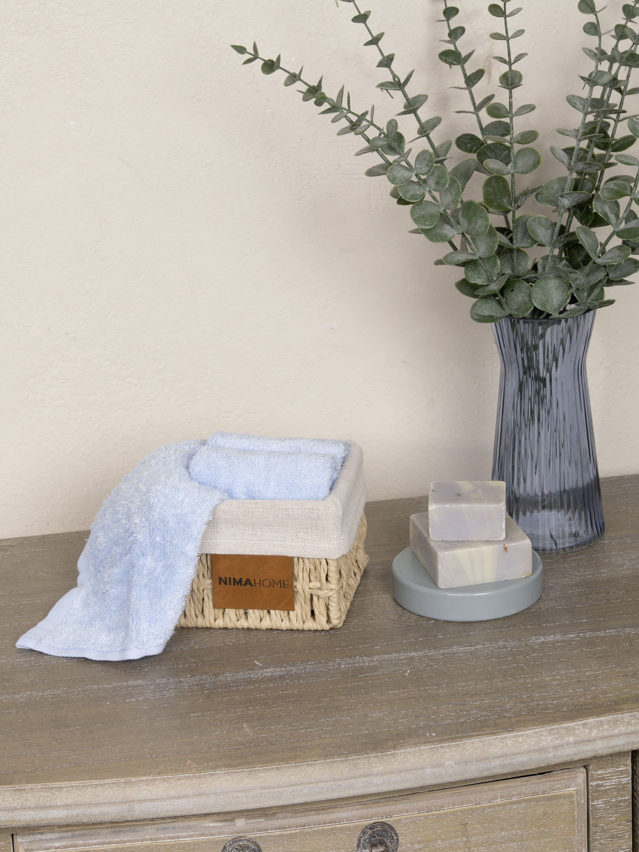 Καλαθάκι με 3 τεμάχια Λαβέτες - Bamboo Bloom Lilac Bloom Light Blue από την εταιρεία Nima Home
