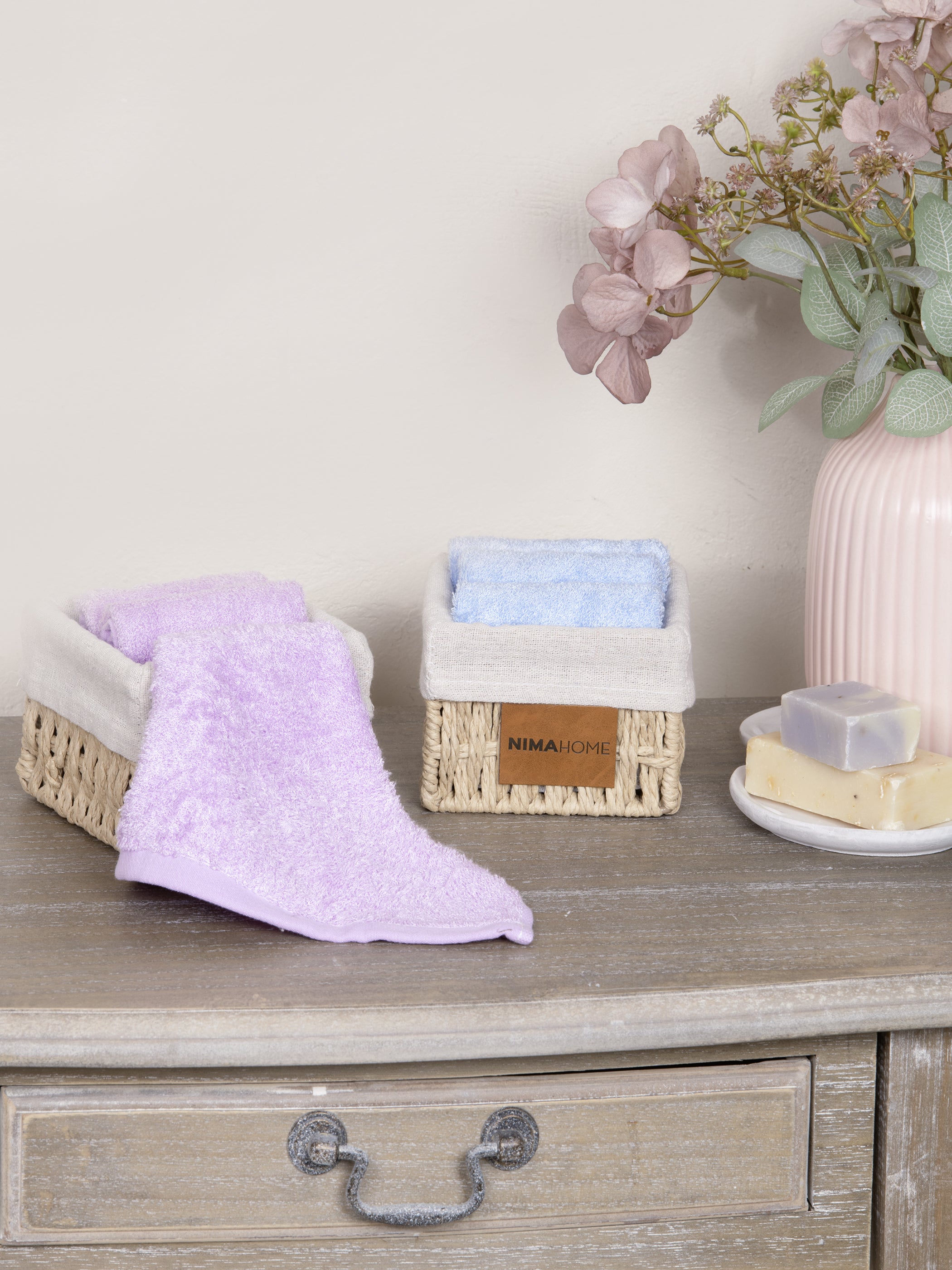 Καλαθάκι με 3 τεμάχια Λαβέτες - Bamboo Bloom Lilac από την εταιρεία Nima Home