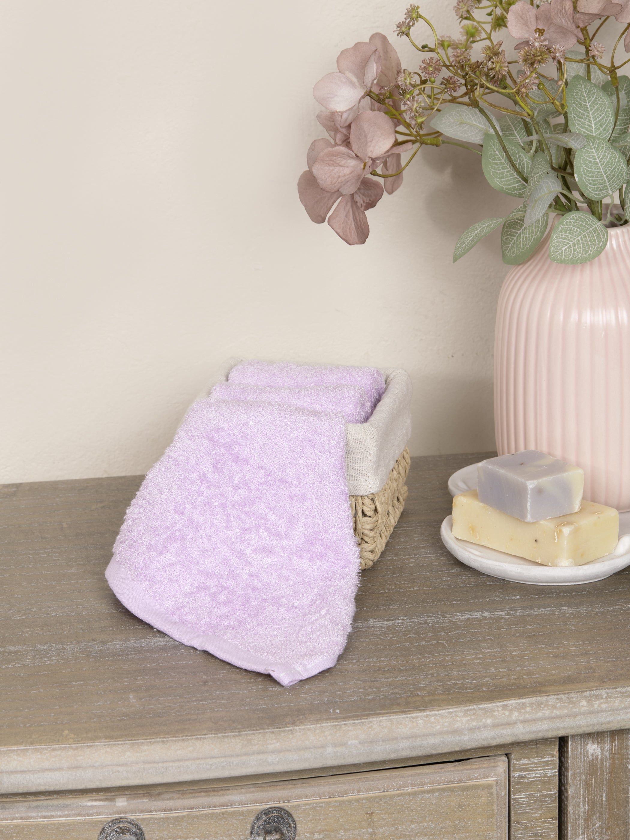 Καλαθάκι με 3 τεμάχια Λαβέτες - Bamboo Bloom Lilac από την εταιρεία Nima Home