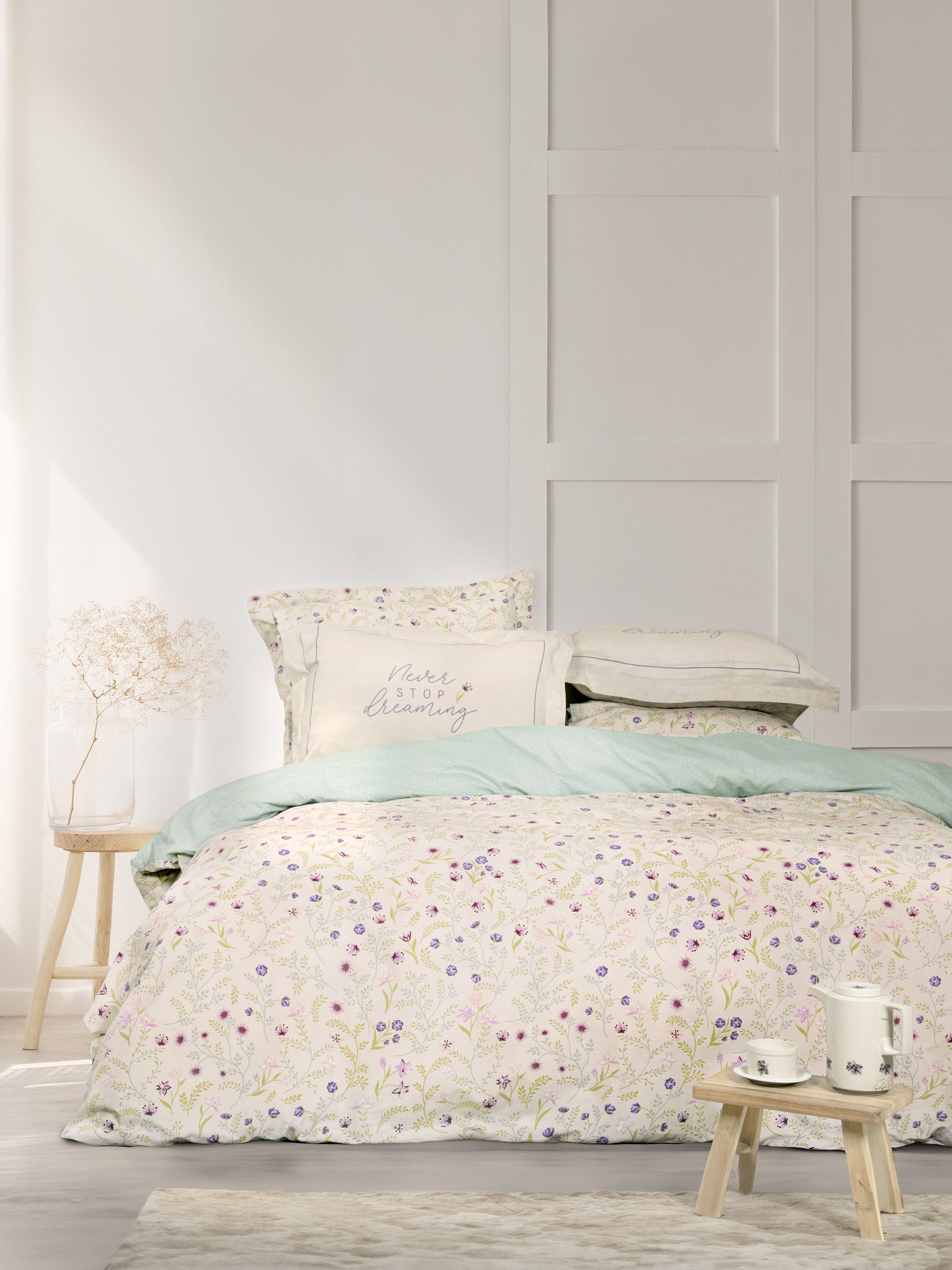 Σετ Παπλωματοθήκη - Dream 1x220x240+2 Μπεζ, Πράσινο από την εταιρεία Nima Kids