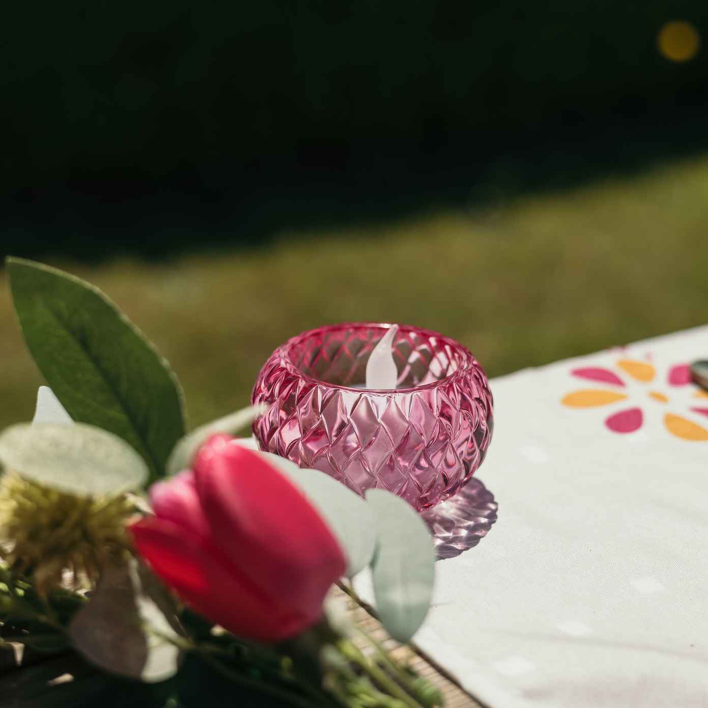 Κηροπήγιο Chloé Γυαλί Framboise Ø7,5x4cm
