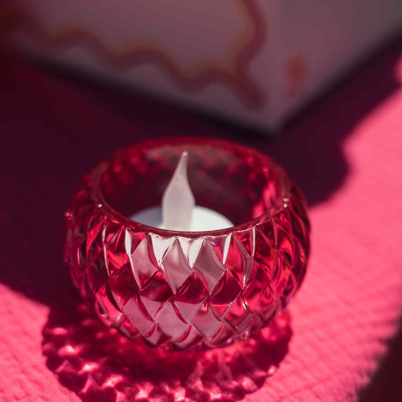 Κηροπήγιο Chloé Γυαλί Framboise Ø7,5x4cm