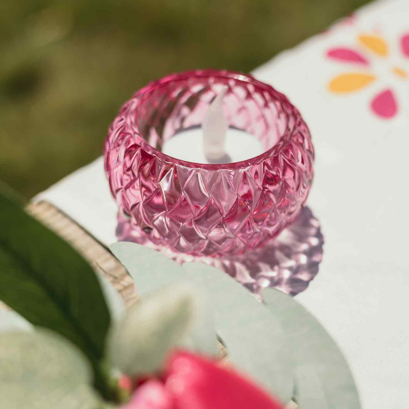 Κηροπήγιο Chloé Γυαλί Framboise Ø7,5x4cm