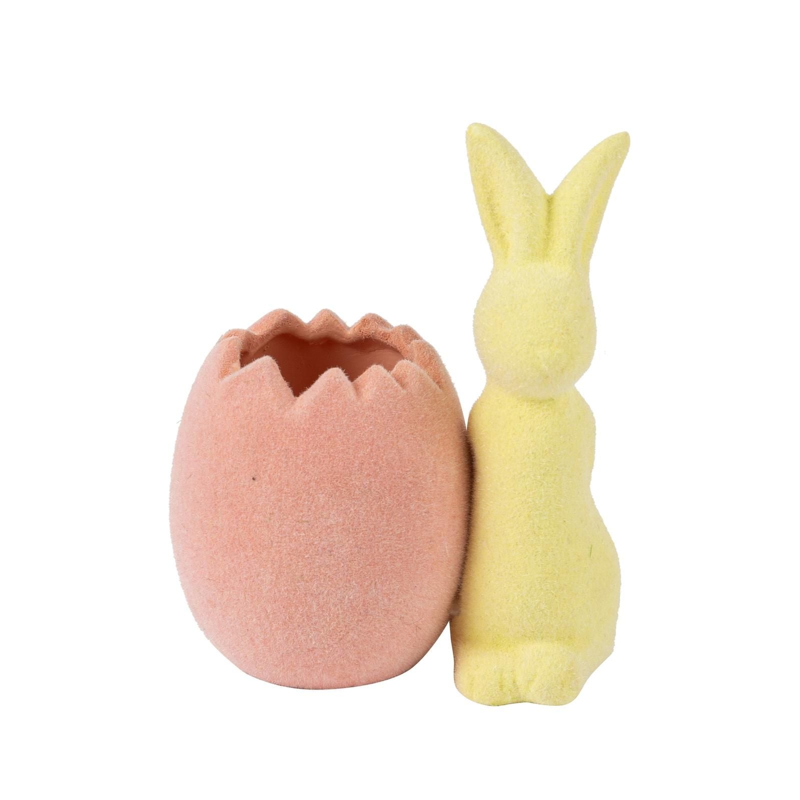 Κεραμικό Βάζο Λαγός Κίτρινος με Ροζ Αυγό 8×10,7×5,8 CM