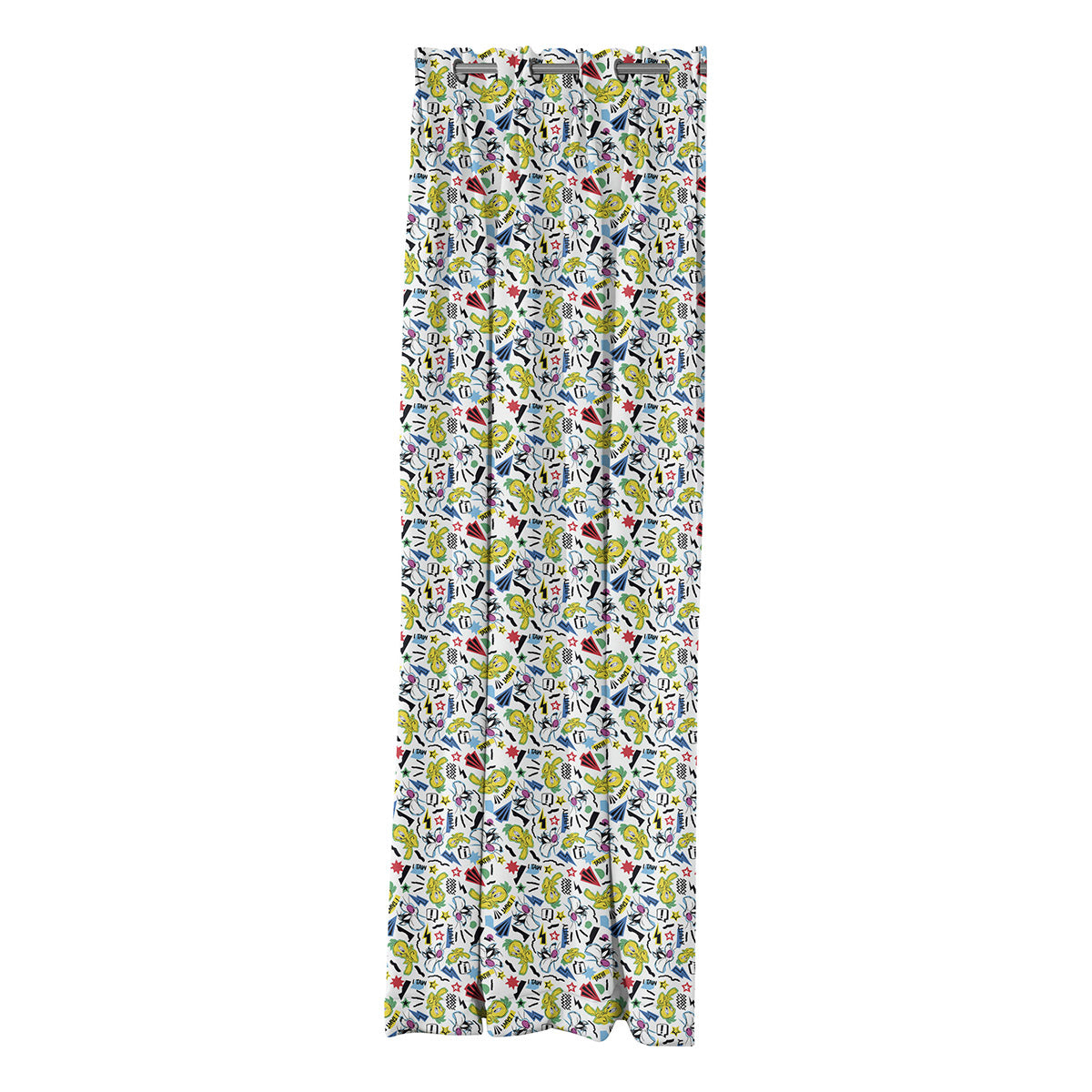 Κουρτίνα με 8 μεταλλικούς κρίκους Art 6190 Tweety 180x250 Εμπριμέ από την εταιρεία Beauty Home