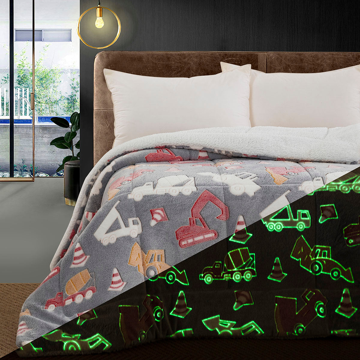 Κουβερτοπάπλωμα μονό φωσφοριζέ Glow Art 6269 160x220 Γκρι Default Title από την εταιρεία Beauty Home