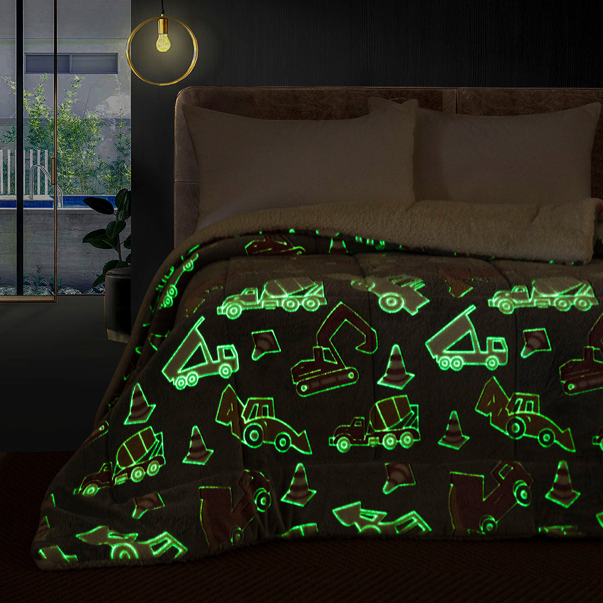 Κουβερτοπάπλωμα μονό φωσφοριζέ Glow Art 6269 160x220 Γκρι από την εταιρεία Beauty Home