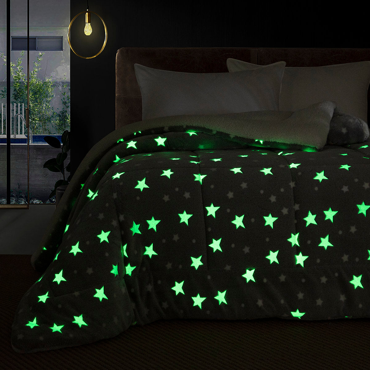Κουβερτοπάπλωμα μονό φωσφοριζέ Glow Art 6271 160x220 Γκρι από την εταιρεία Beauty Home