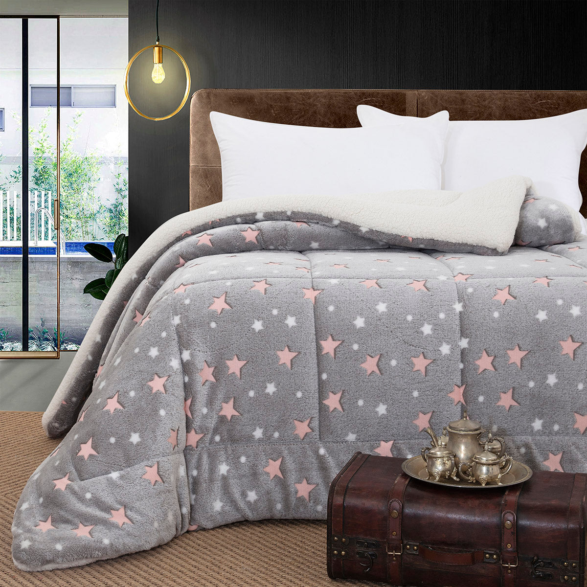 Κουβερτοπάπλωμα μονό φωσφοριζέ Glow Art 6271 160x220 Γκρι από την εταιρεία Beauty Home