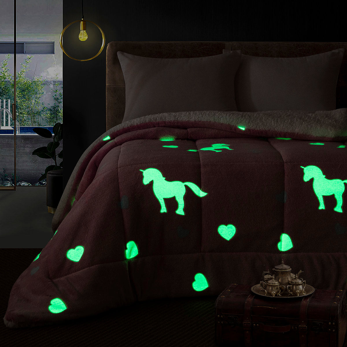 Κουβερτοπάπλωμα μονό φωσφοριζέ Glow Art 6272 160x220 Ροζ από την εταιρεία Beauty Home
