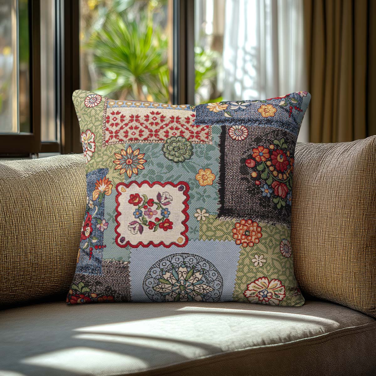 Μαξιλαροθήκη Folklore Jeans Patch από την εταιρεία Beauty Home