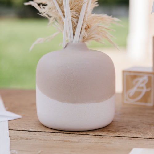 Βάζο κεραμικό Diana σε διχρωμία – κρέμ μπεζ 11×11,5cm