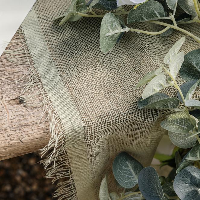 Ράννερ με ξέφτια – Λαδί 30cm x 3m από την εταιρεία Beauty Home