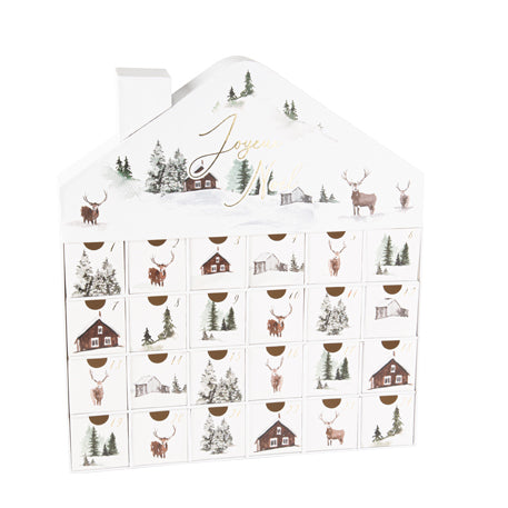 Advent Calendar με Συρτάρια – Σχέδιο Σαλέ και Τάρανδοι 36 × 32,5 × 5,5 εκ.