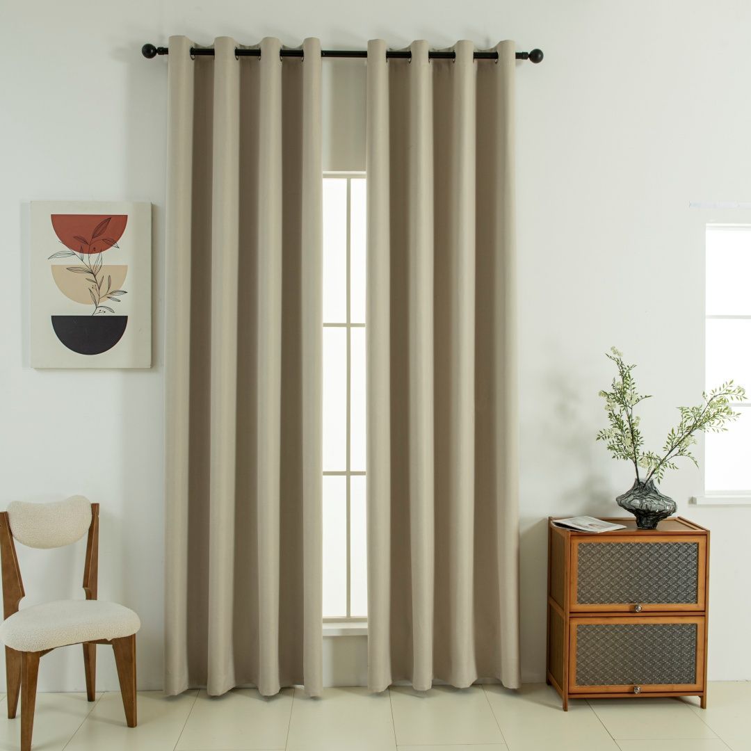 Κουρτίνα Full Blackout σκίασης με 8 κρίκους Soft Art 8391 Beige