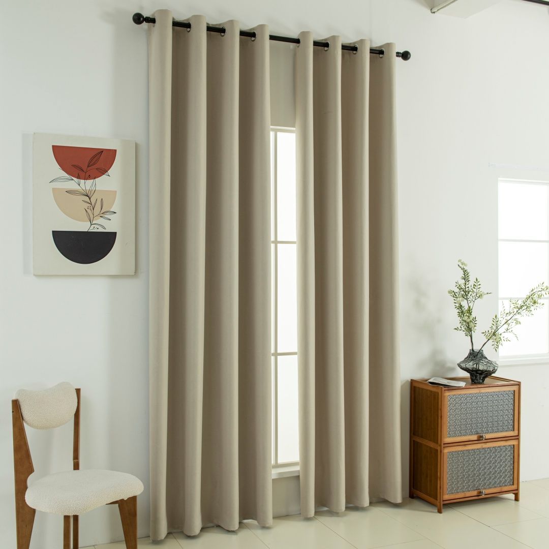 Κουρτίνα Full Blackout σκίασης με 8 κρίκους Soft Art 8391 Beige