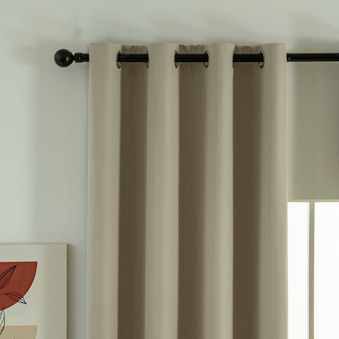 Κουρτίνα Full Blackout σκίασης με 8 κρίκους Soft Art 8391 Beige