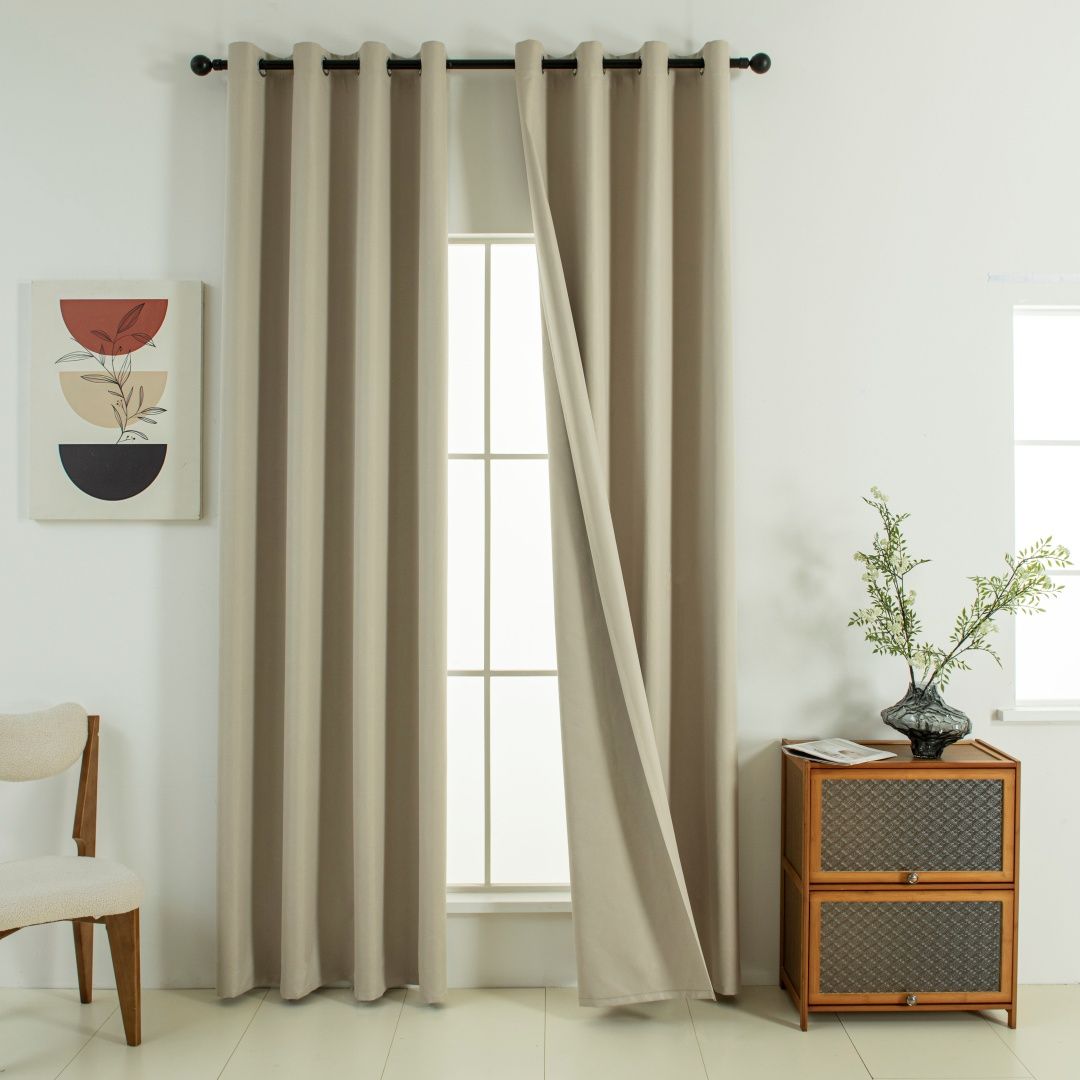 Κουρτίνα Full Blackout σκίασης με 8 κρίκους Soft Art 8391 Beige