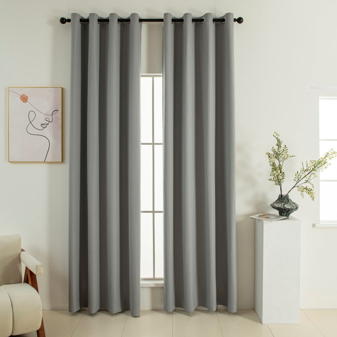 Κουρτίνα Full Blackout σκίασης με 8 κρίκους Soft Art 8391 Grey-11 140x270 Γκρι από την εταιρεία Beauty Home